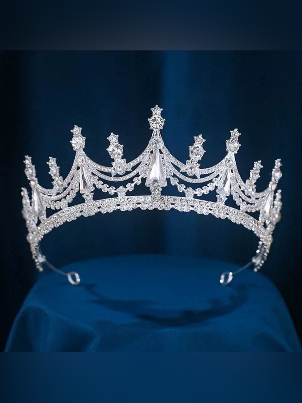 Silver Crystal Bridal Tiara Crown - Elegant Wedding Headpiece